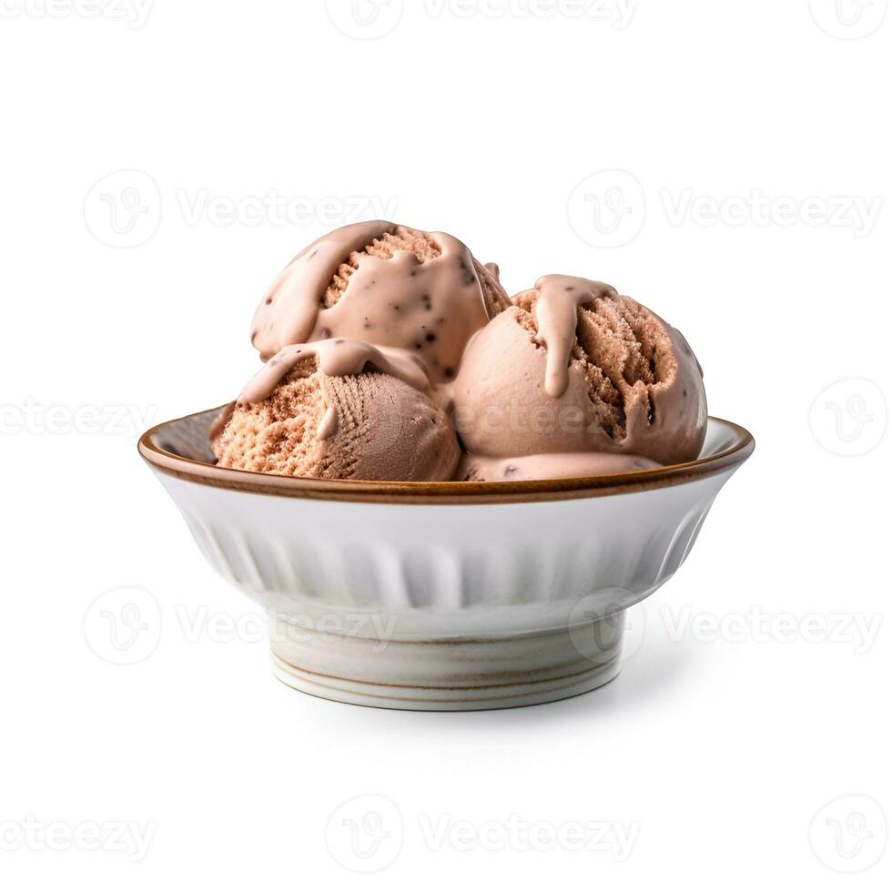 AI generated Chocolate ice cream in bowl photo