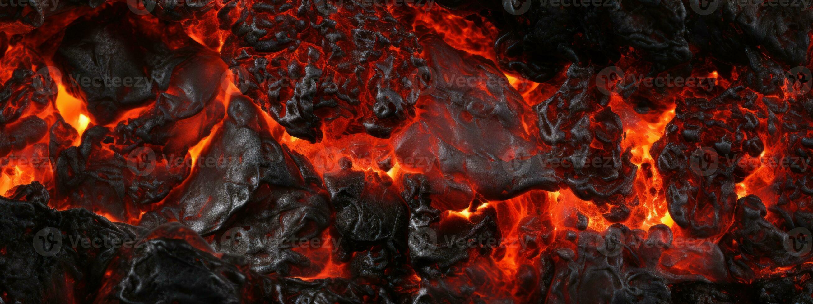 ai generado intenso de cerca de lava fluir y carbón fuego. ai generativo. foto