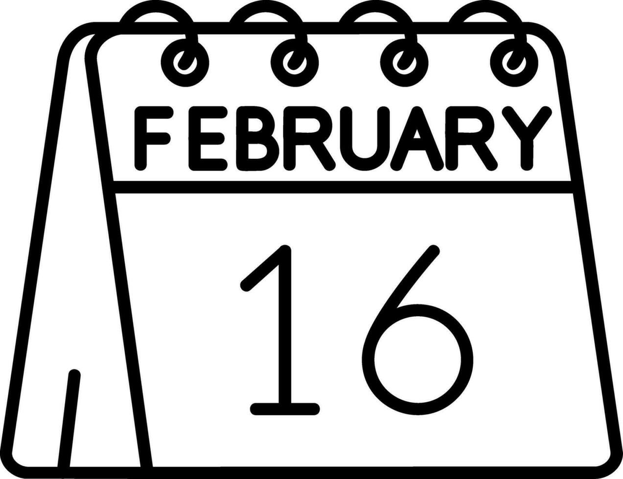 16 de febrero línea icono vector