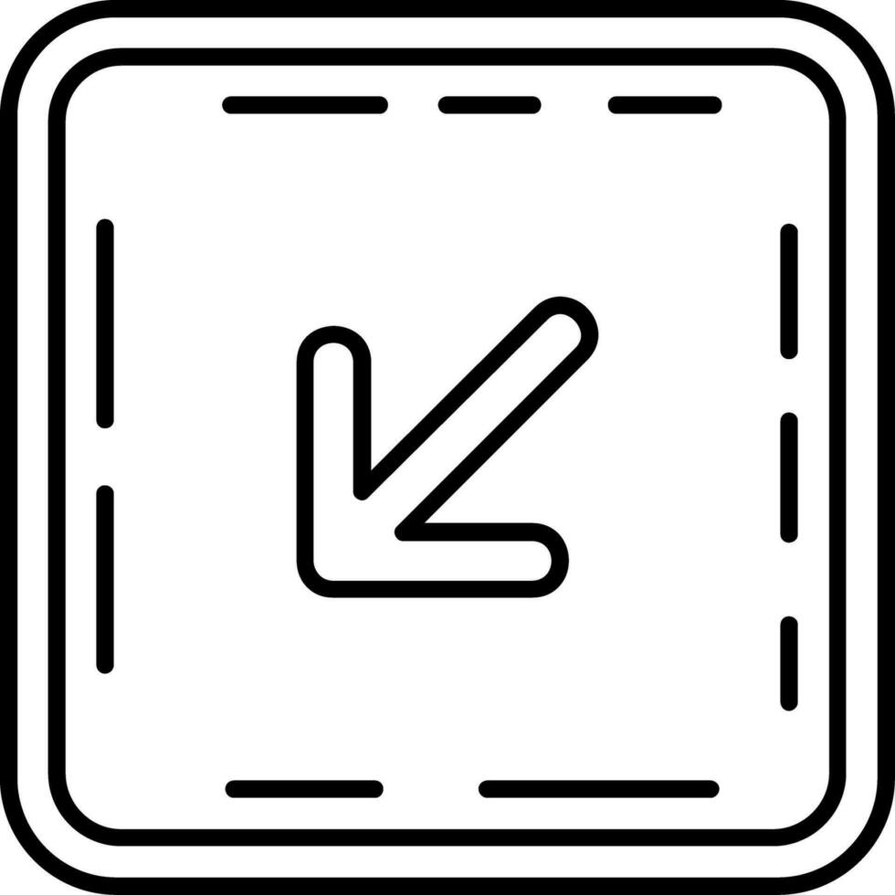 Down left arrow Line Icon vector