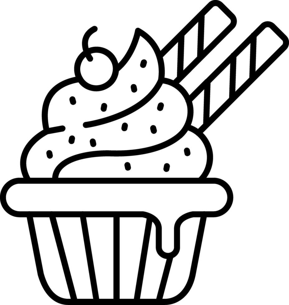 icono de línea de cupcake vector