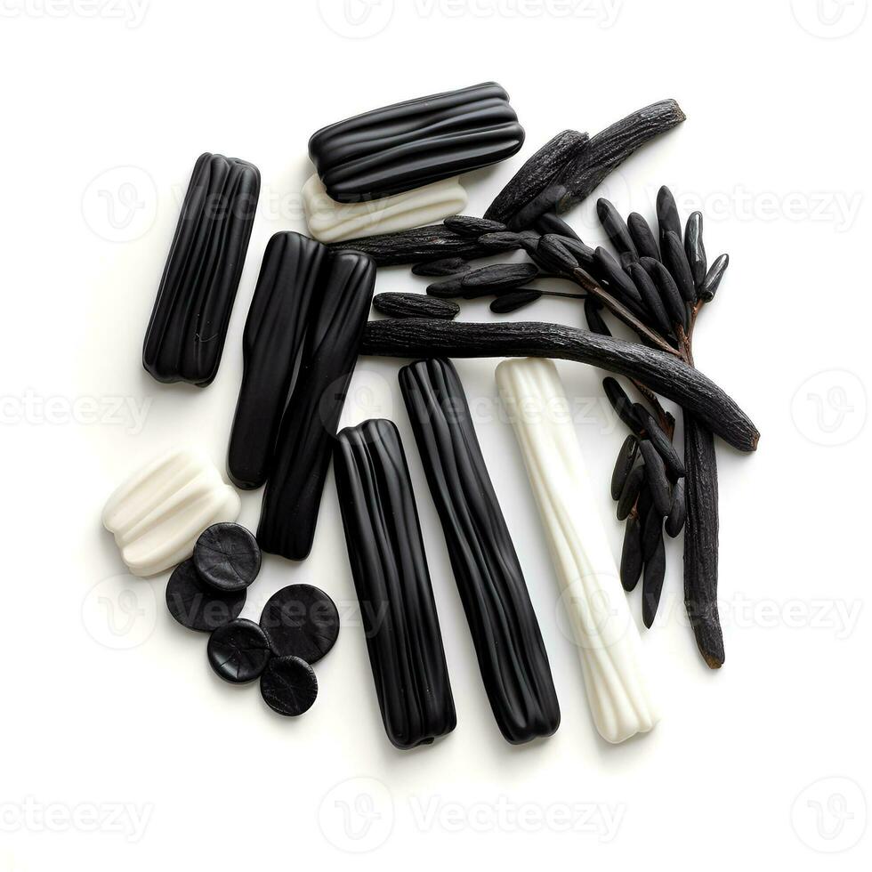 Licorice candies on a white background photo