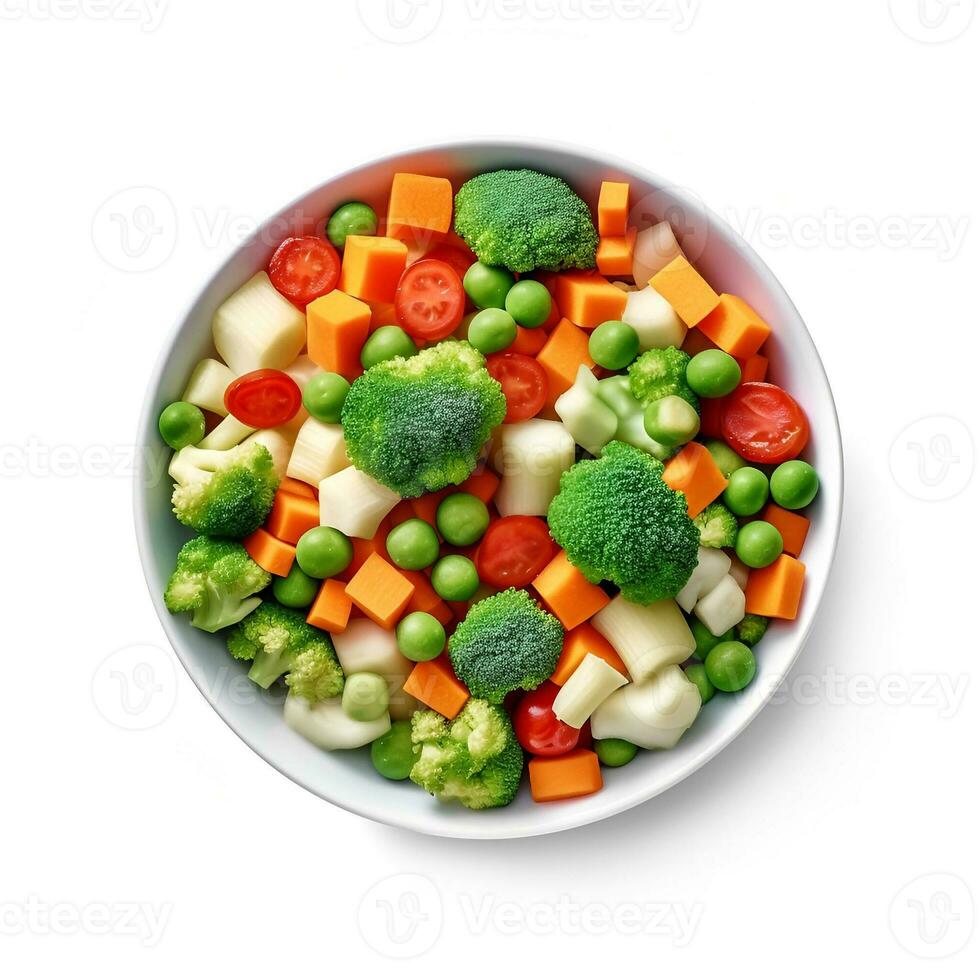 AI generated Mix of vegetables in plate. photo