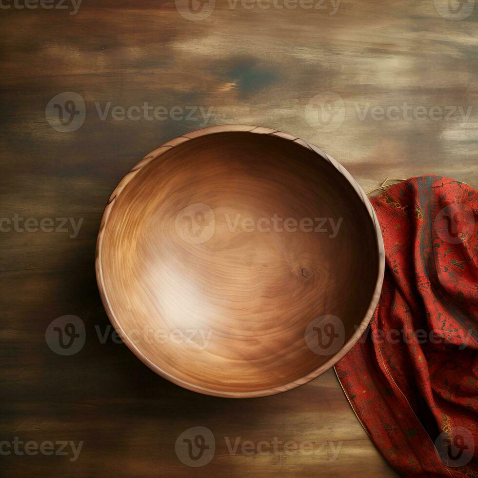 Empty bowl on wooden tables photo