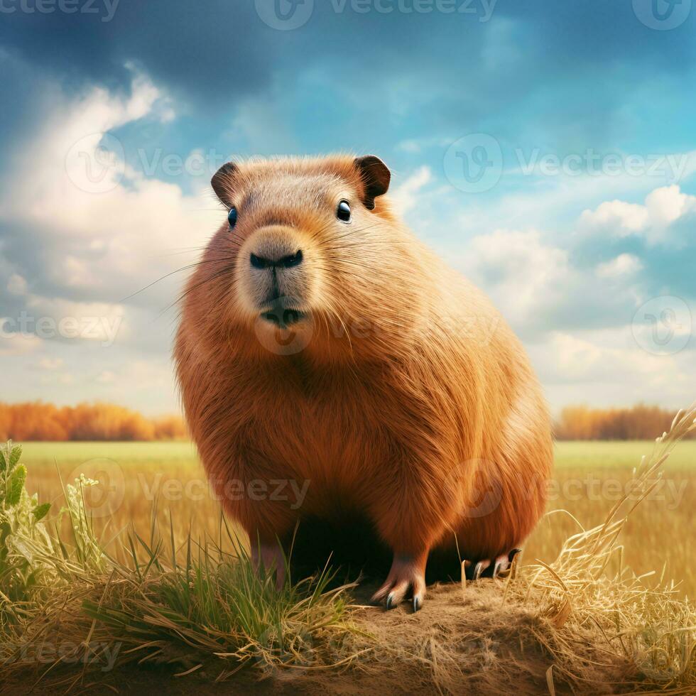 Capybara close-up on backgrounds nature. photo