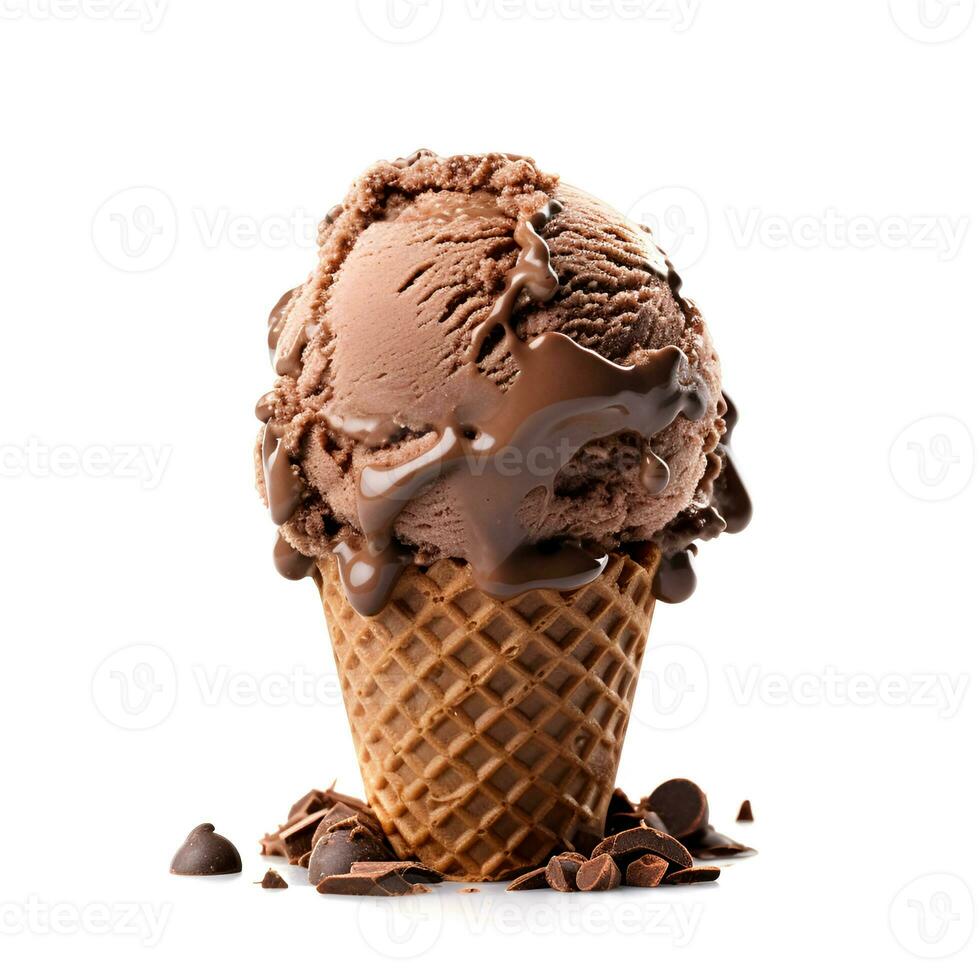 AI generated Chocolate  ice cream with chocolate sauce. Ai generated photo