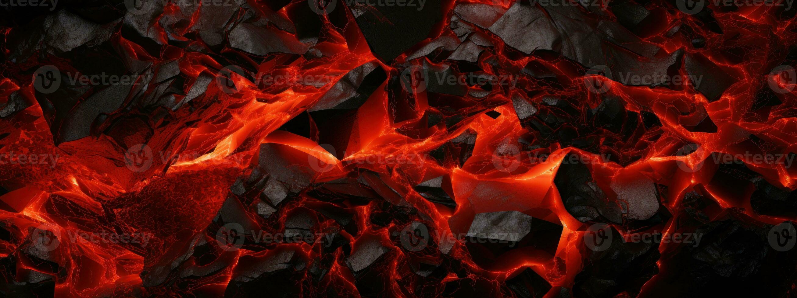 AI generated Intense close-up of lava flow and charcoal fire. AI generative. photo