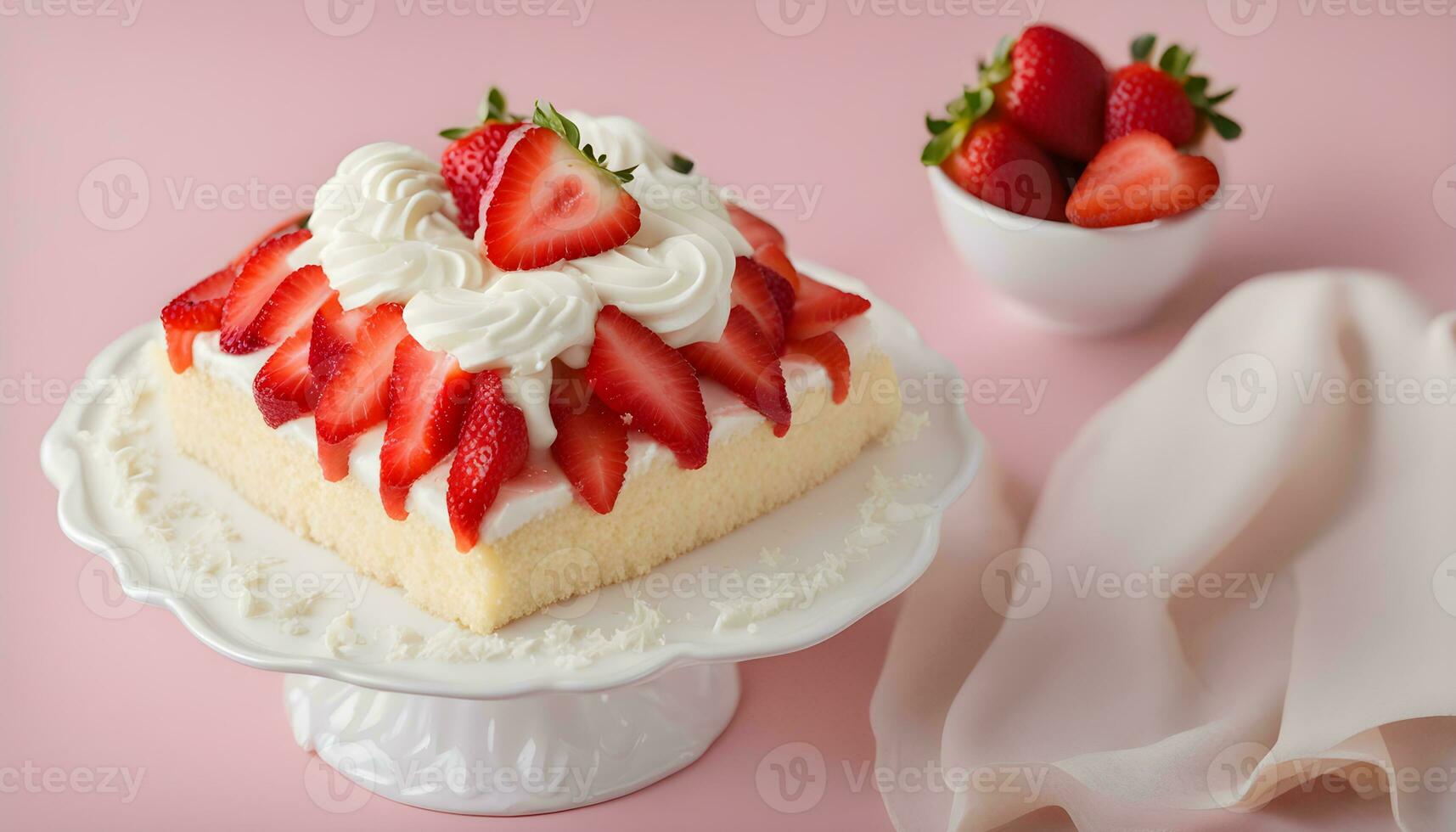 AI generated a cake with strawberries and whipped cream on top photo