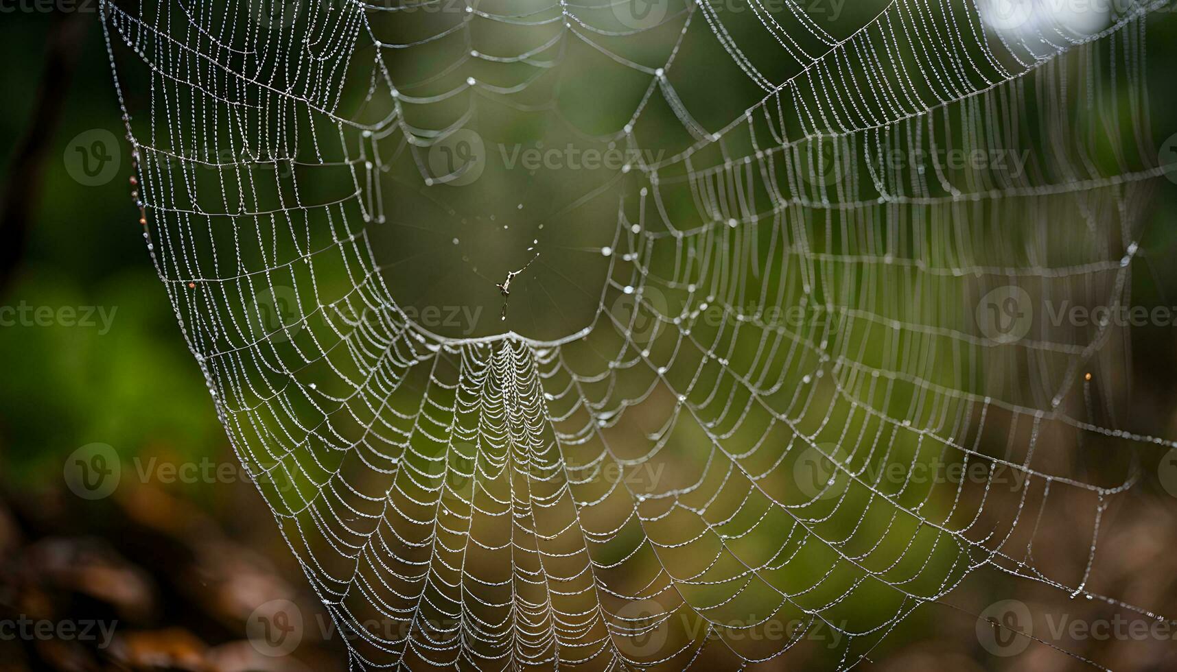 AI generated a spider web is shown in the middle of the forest photo