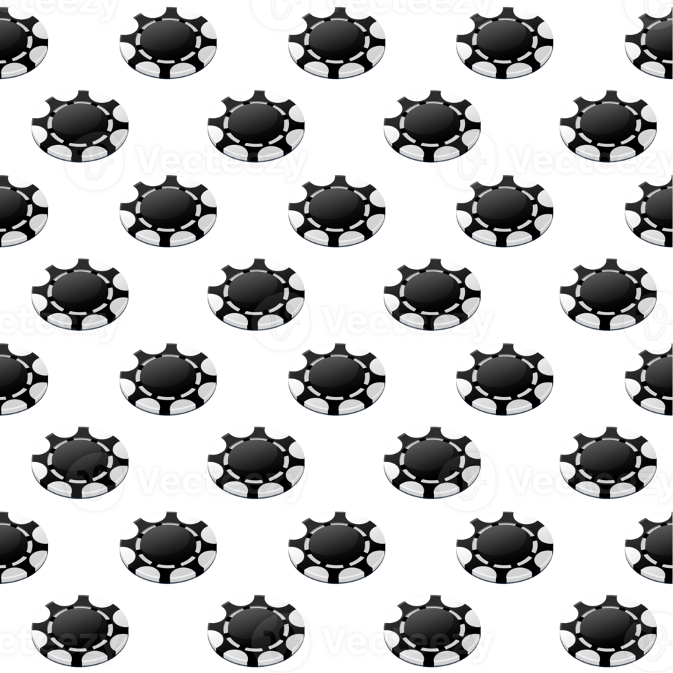 Black and white poker chips seamless pattern. png