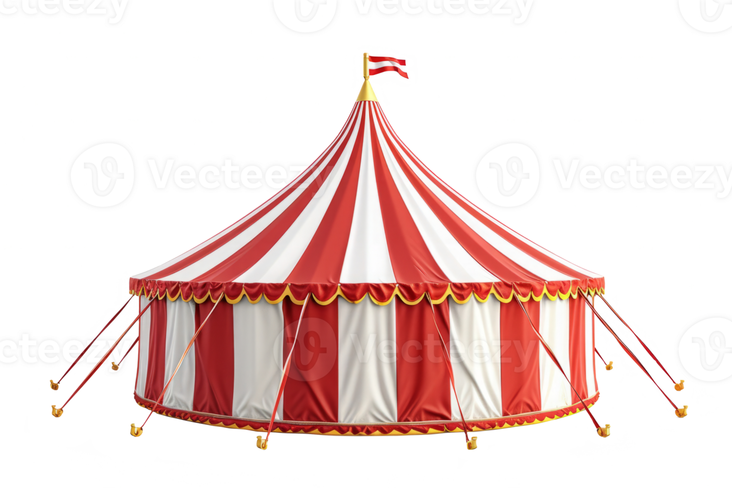 AI generated Circus tent isolated on transparent background, Striped dome of traveling circus in amusement park png