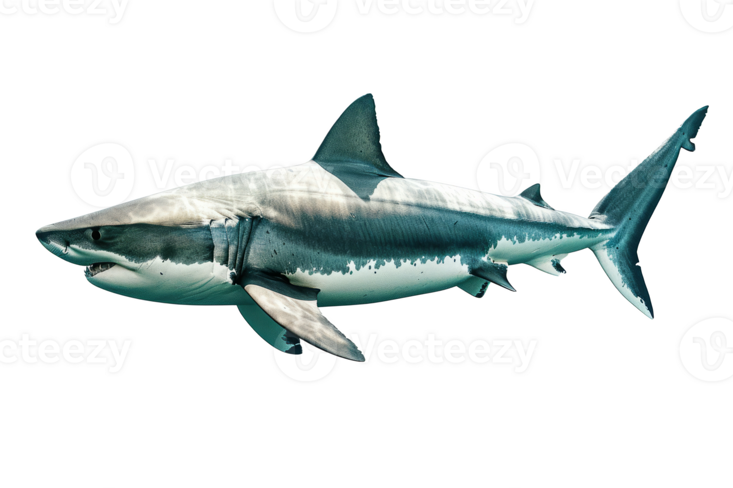 AI generated Shark with isolated on transparent background, side view. Aggressive marine predator png