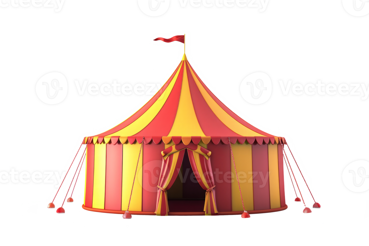 AI generated Circus tent isolated on transparent background, Striped dome of traveling circus in amusement park png