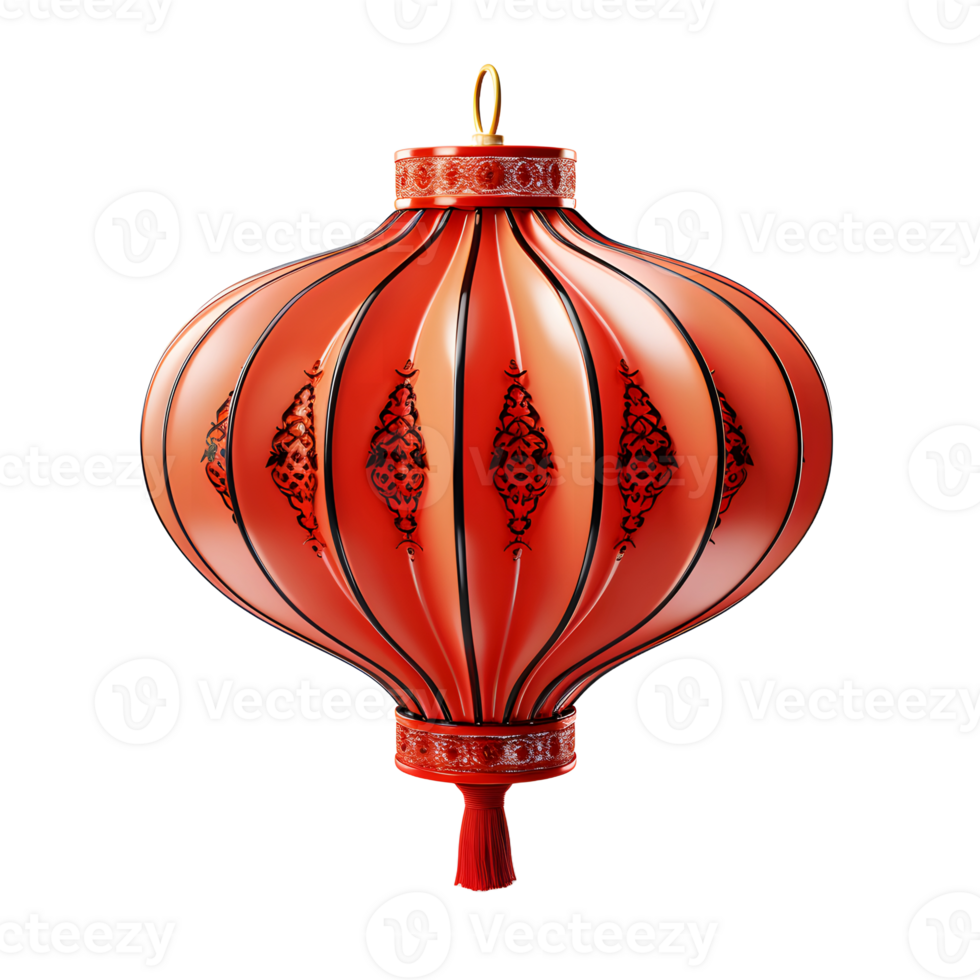 AI generated Red Chinese Lantern Isolated on Transparent Background. Generative Ai png