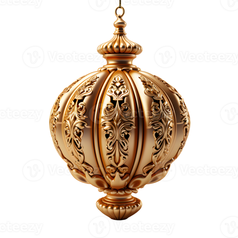 AI generated Luxury Gold Chinese Lantern Isolated on Transparent Background. Generative Ai png