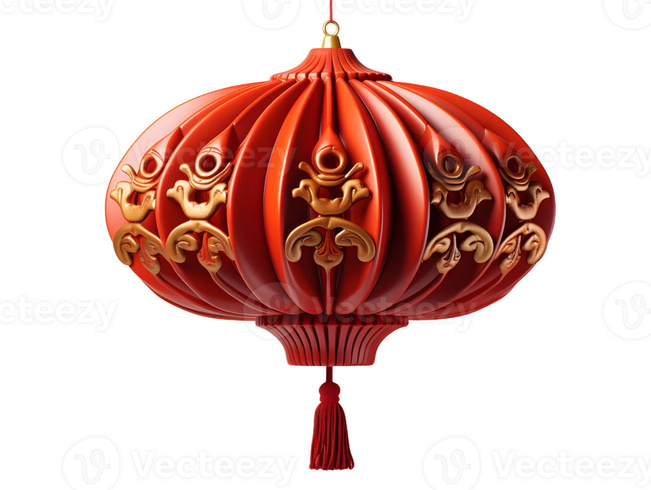 AI generated Red Chinese Lantern Isolated on Transparent Background. Generative Ai png