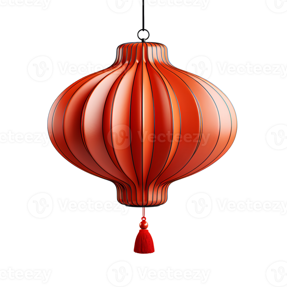 AI generated Red Chinese Lantern Isolated on Transparent Background. Generative Ai png