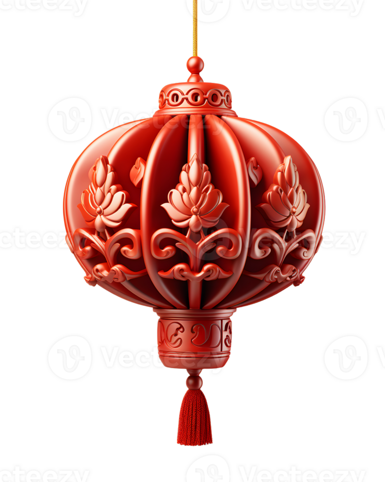 AI generated Red Chinese Lantern Isolated on Transparent Background. Generative Ai png