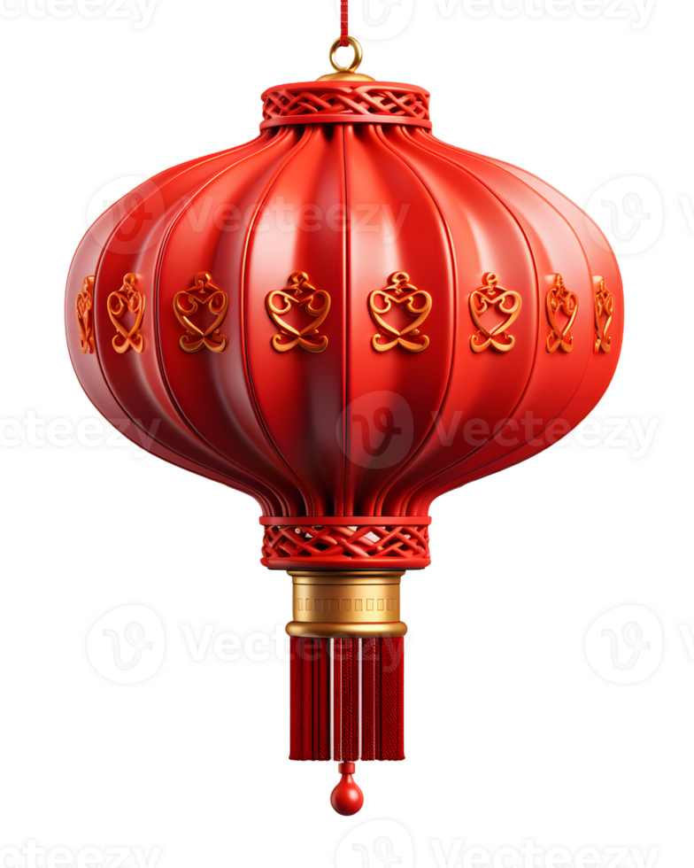 AI generated Red Chinese Lantern Isolated on Transparent Background. Generative Ai png