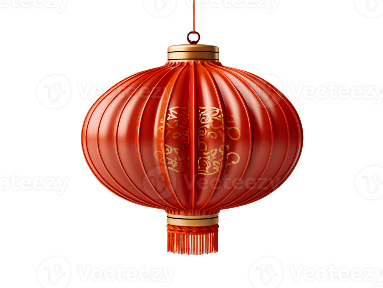 AI generated Red Chinese Lantern Isolated on Transparent Background. Generative Ai png