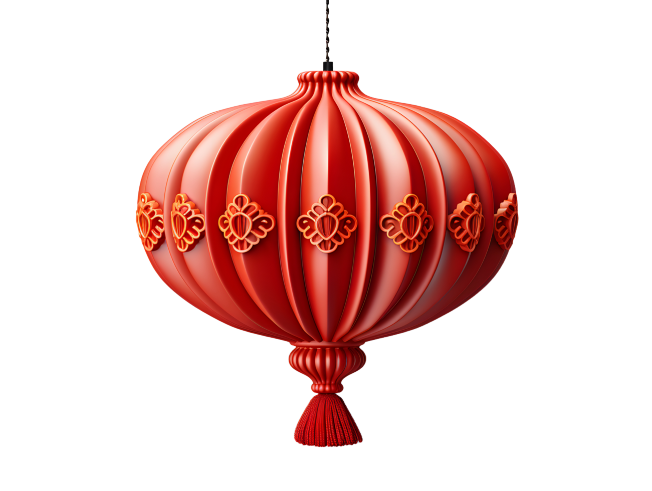 AI generated Red Chinese Lantern Isolated on Transparent Background. Generative Ai png