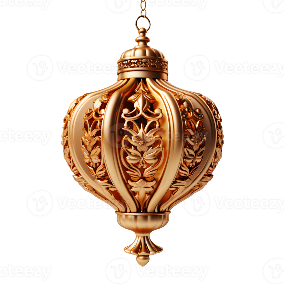 AI generated Luxury Gold Chinese Lantern Isolated on Transparent Background. Generative Ai png