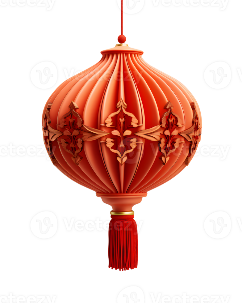 AI generated Red Chinese Lantern Isolated on Transparent Background. Generative Ai png