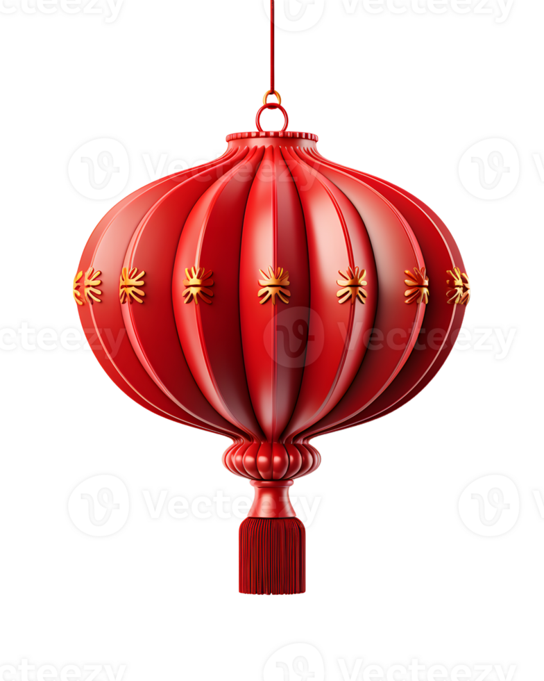 AI generated Red Chinese Lantern Isolated on Transparent Background. Generative Ai png