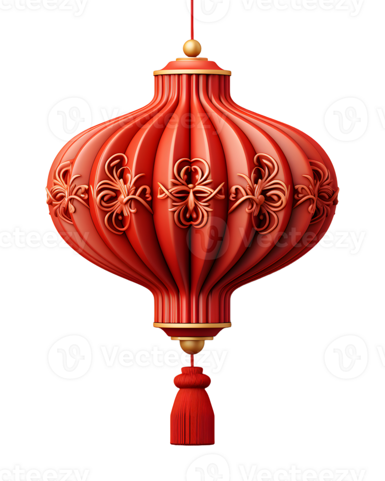 AI generated Red Chinese Lantern Isolated on Transparent Background. Generative Ai png