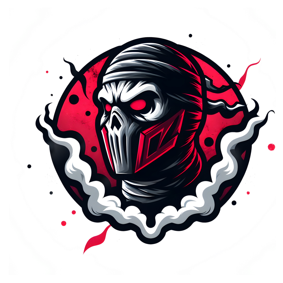 AI generated a ninja with a red and black mask on a white background png