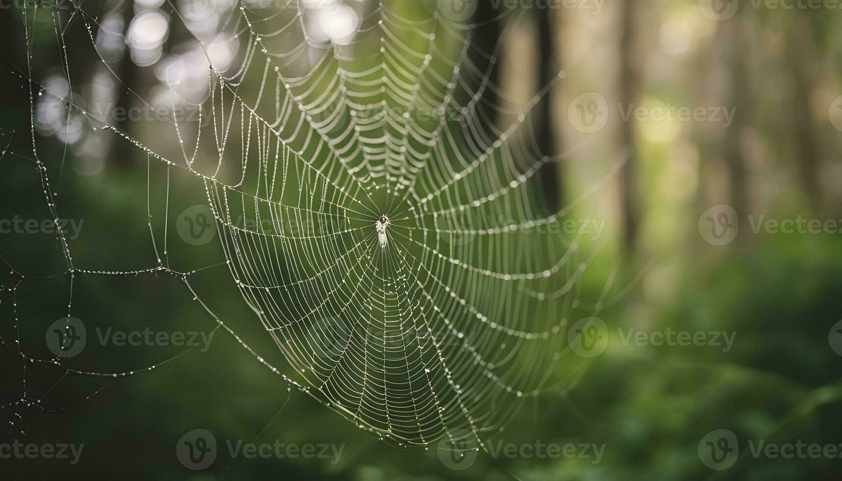 AI generated a spider web in the forest photo
