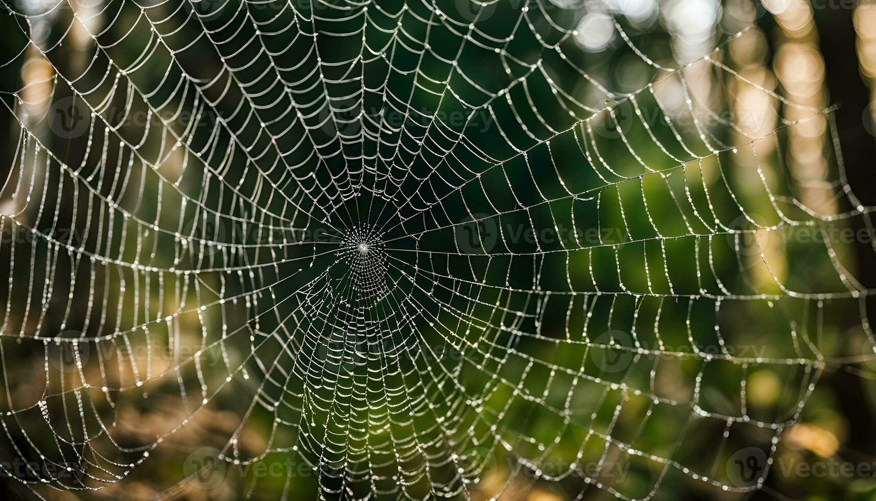 AI generated a spider web is shown in the middle of a forest photo