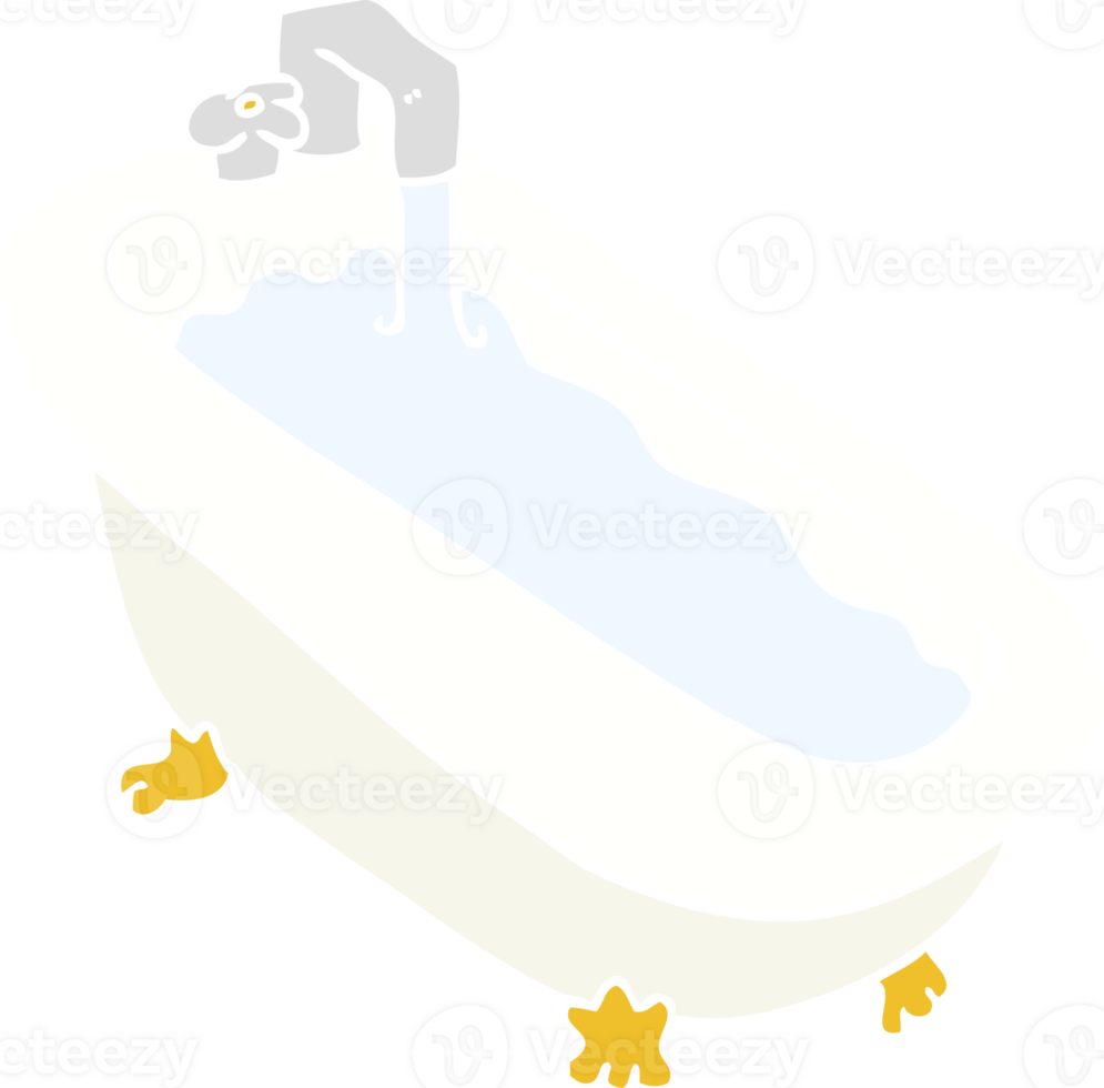 flat color illustration of a cartoon bath full of water png