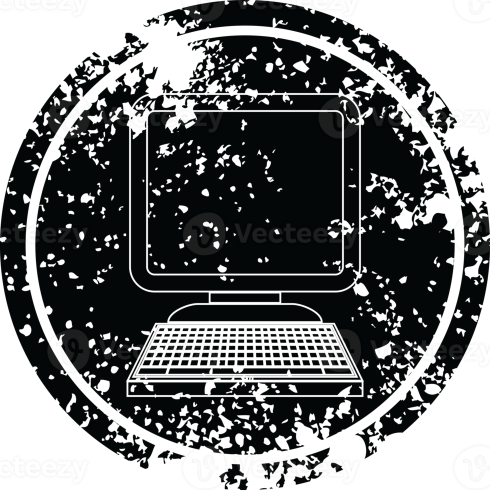 Computer circular distressed symbol png