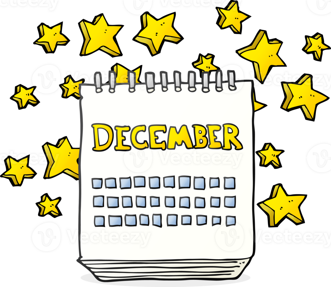 cartoon calendar showing month of December png