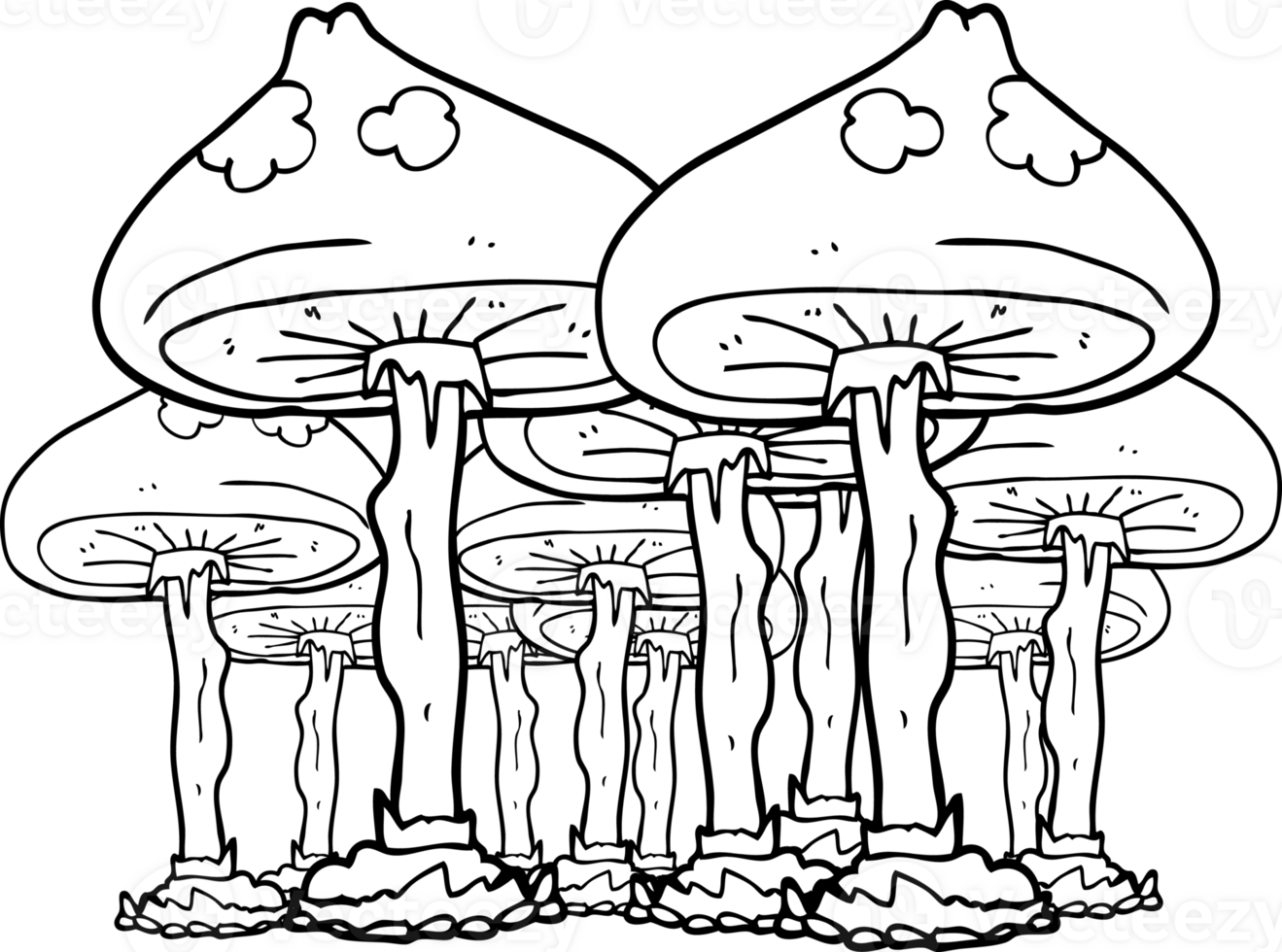 noir et blanc dessin animé champignons png
