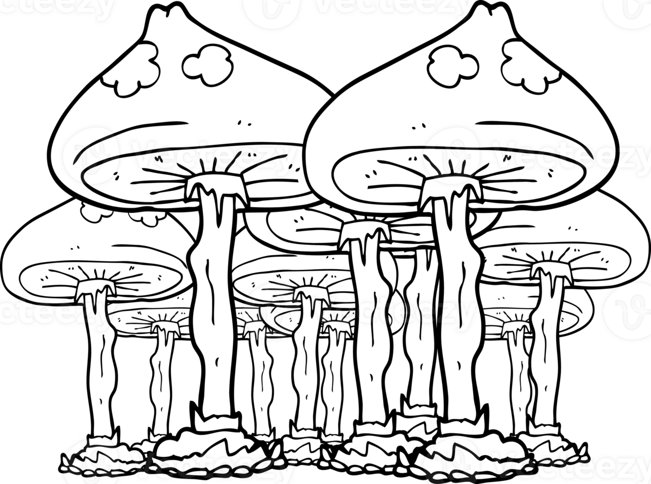 black and white cartoon mushrooms png
