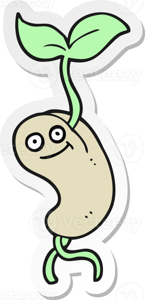 sticker of a cartoon sprouting seed png