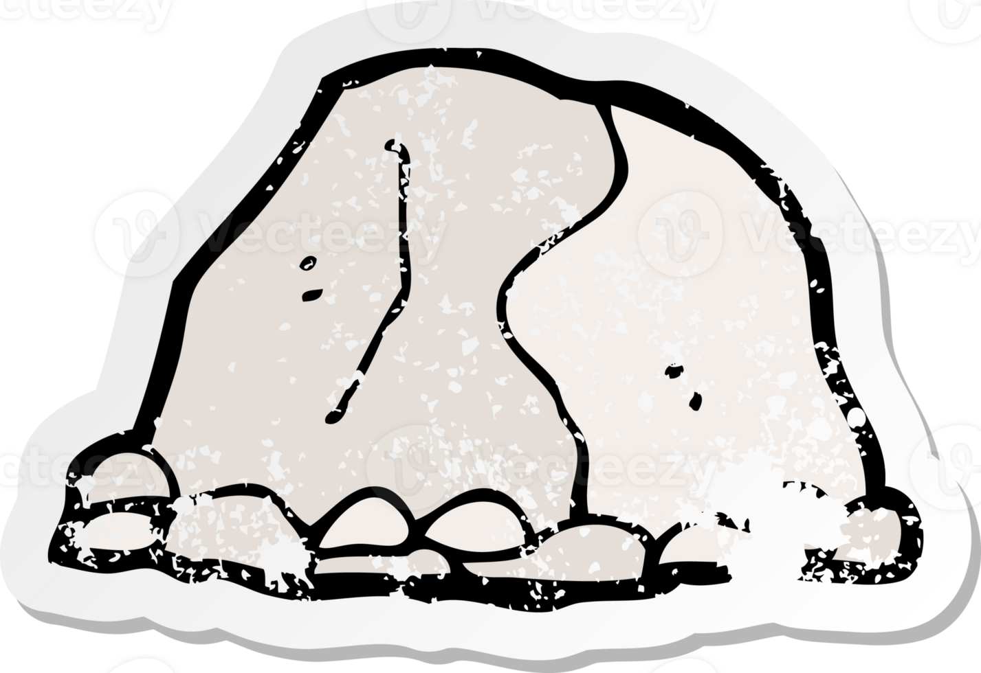retro distressed sticker of a cartoon large rock png