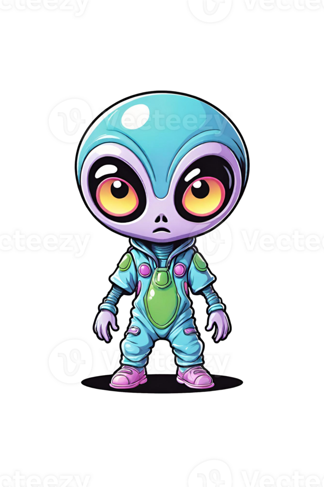 AI generated Cute cartoon alien isolated on transparent background png