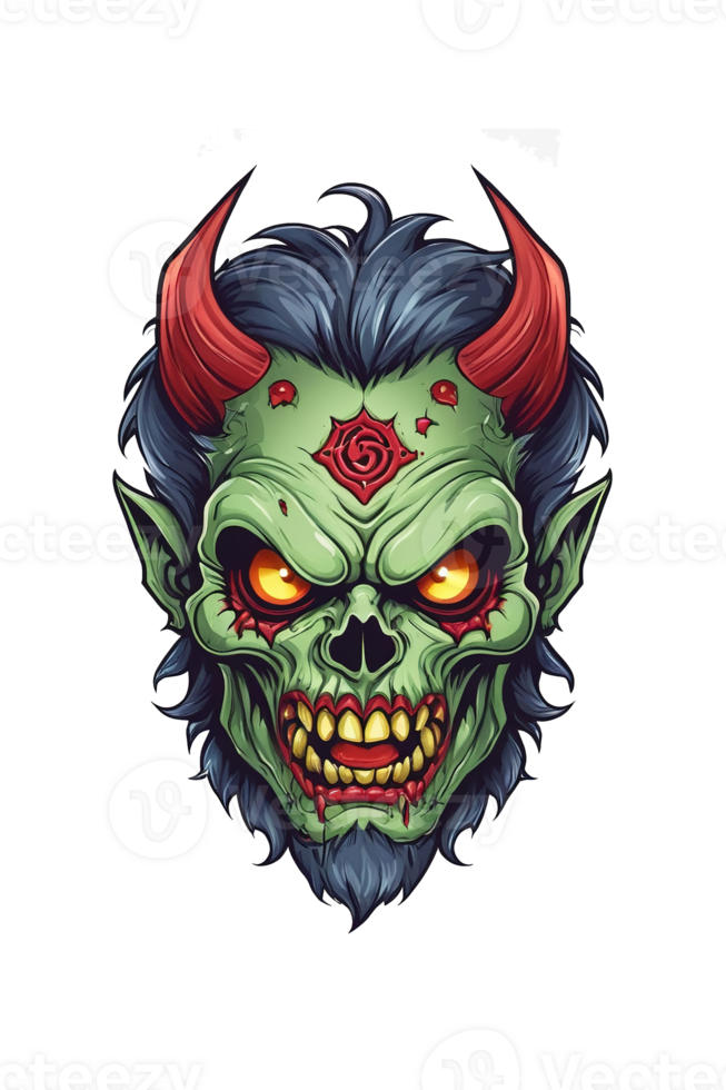 ai genererad zombie huvud illustration av en demon monster png