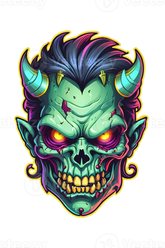 ai genererad zombie huvud illustration av en demon monster png