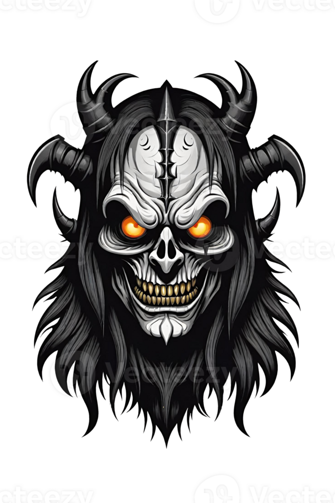 AI generated Gothic devil head with horns illustration png