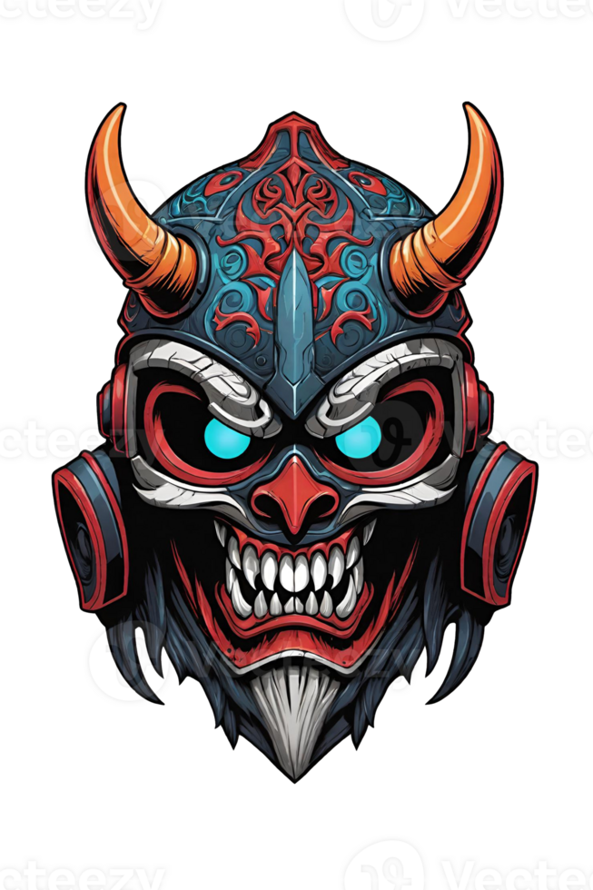 AI generated Skull with horns and viking helmet design illustration png