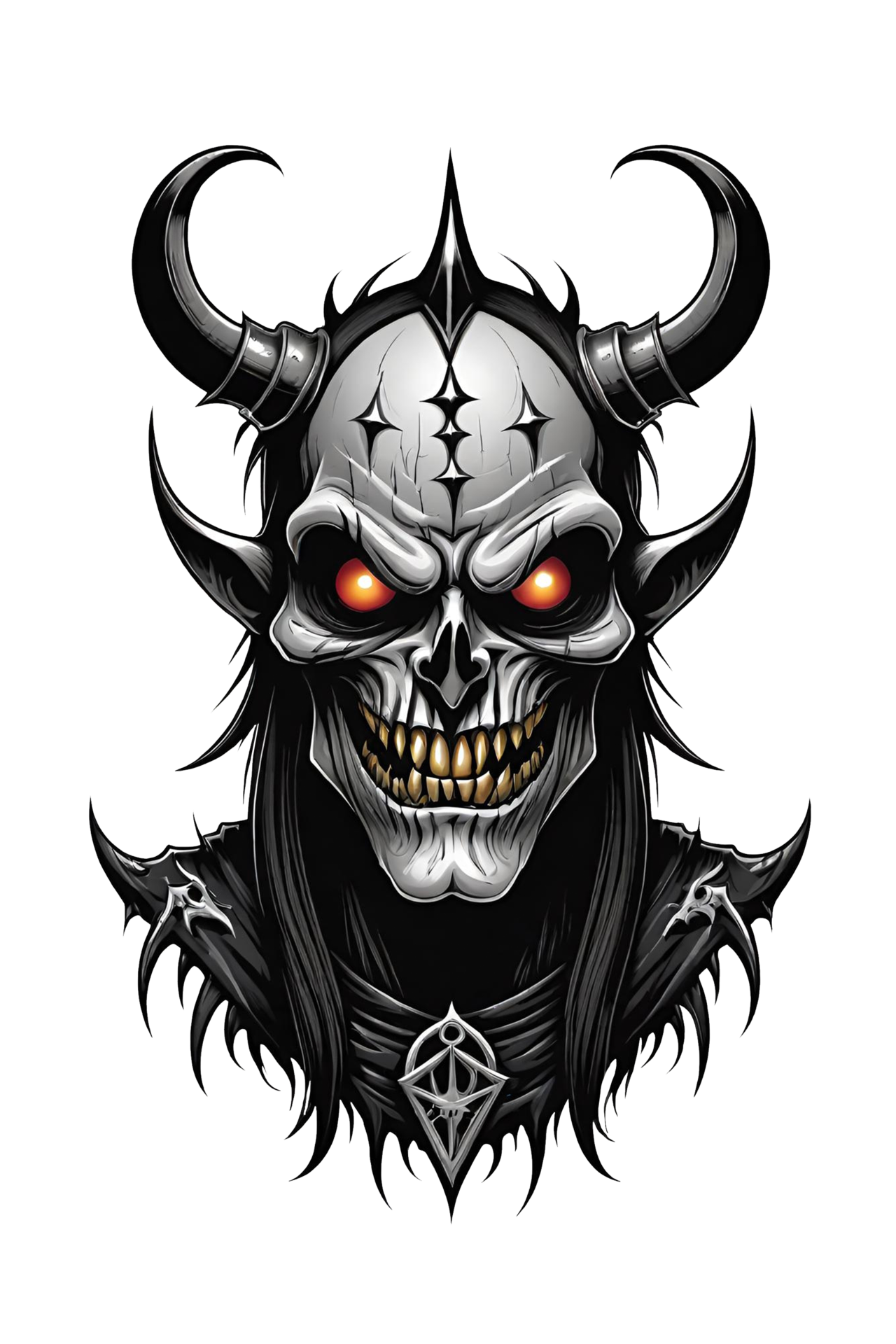 AI generated Gothic devil head with horns illustration 36554954 PNG