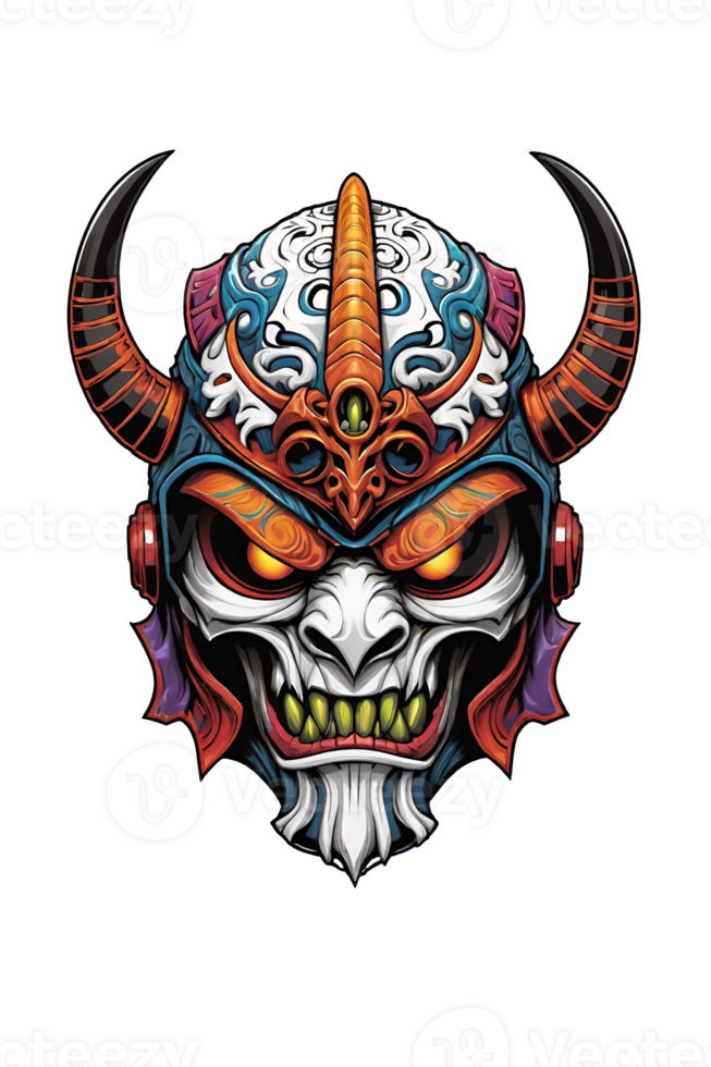 AI generated Skull with horns and viking helmet design illustration png