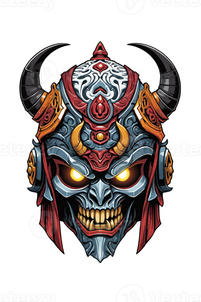 AI generated Skull with horns and viking helmet design illustration png