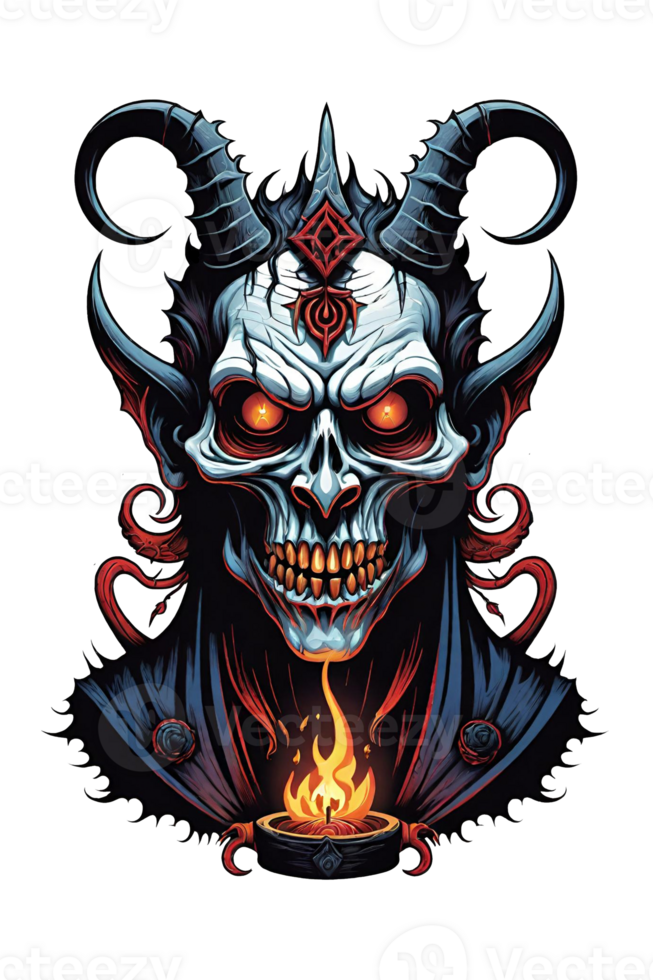 AI generated Devil skull with horns Illustration design png