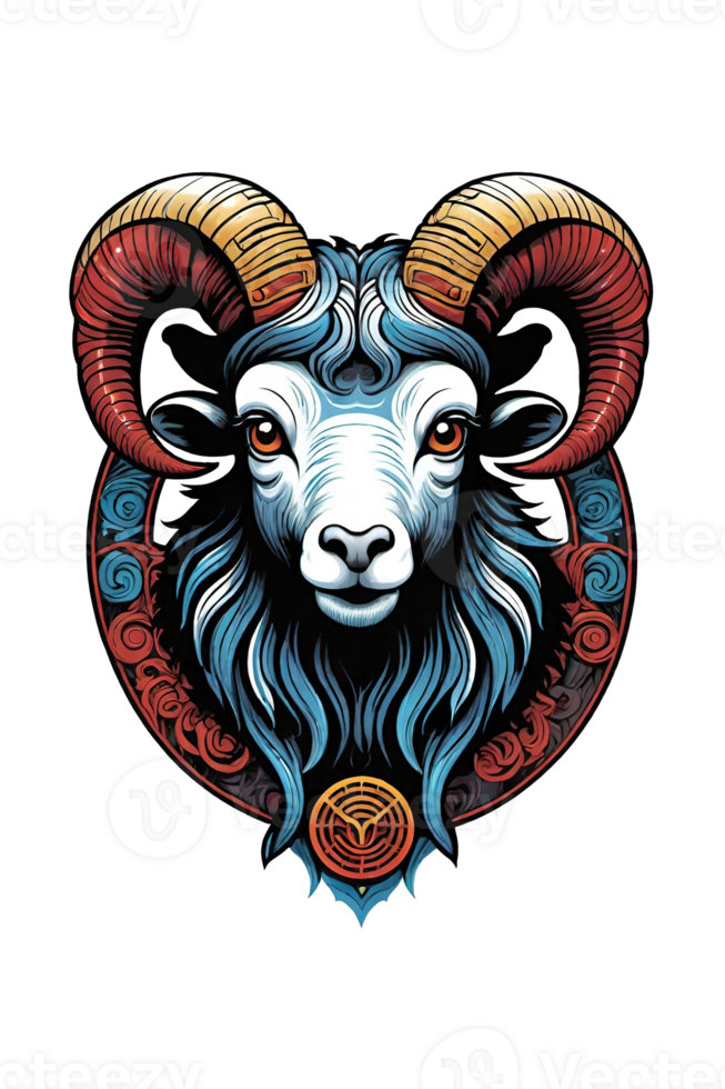 AI generated Ram head illustration design png