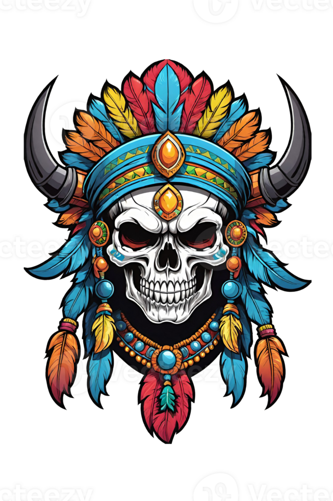 AI generated Skull with headdress Illustration for design png